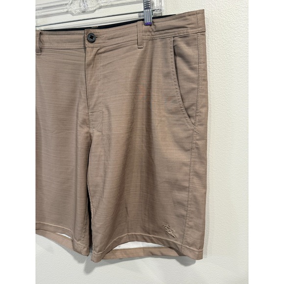 Dahui Hybrid Chino Short Men's Size 38 Beige Flat Front Slash Pocket Performance - Picture 2 of 8